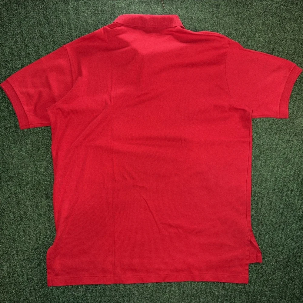 VTG Polo Ralph Lauren Men's Short Sleeve Red/ Blue Horse Polo Size XL USA Made